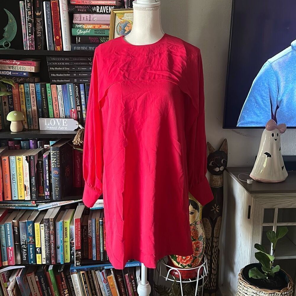 Zara size Medium Pink Chiffon Sleeve shirt dress Long sleeve